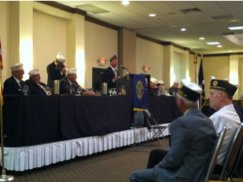 Admiral Don Loren addressing Michigan's American Legion